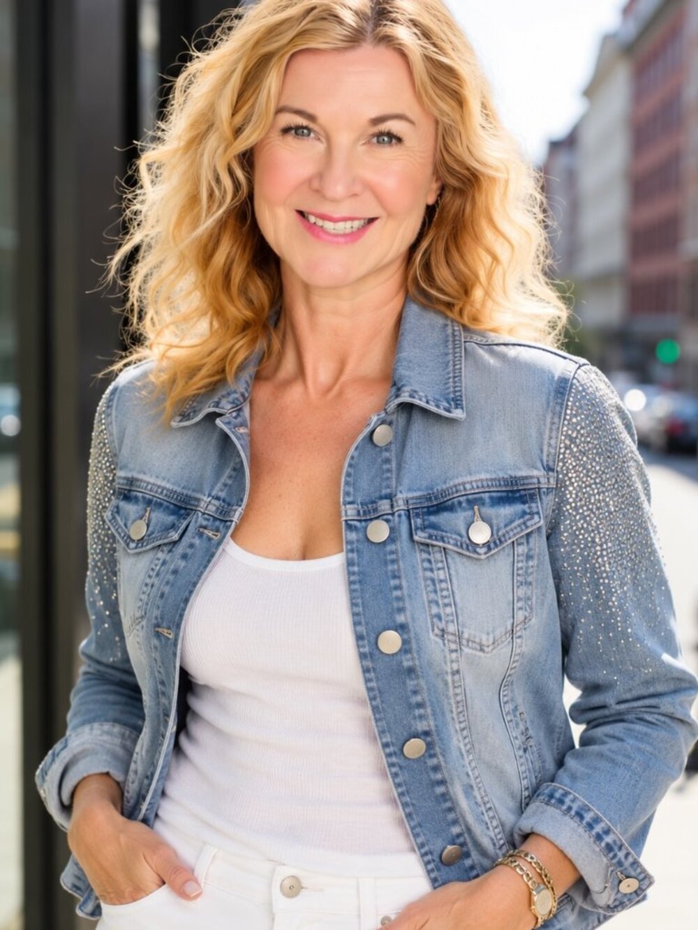 Beautiful French designer light denim jacket/shirt by Eva Kayan
